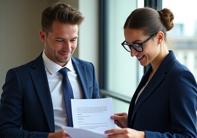 Lawyer reviewing documents with a client